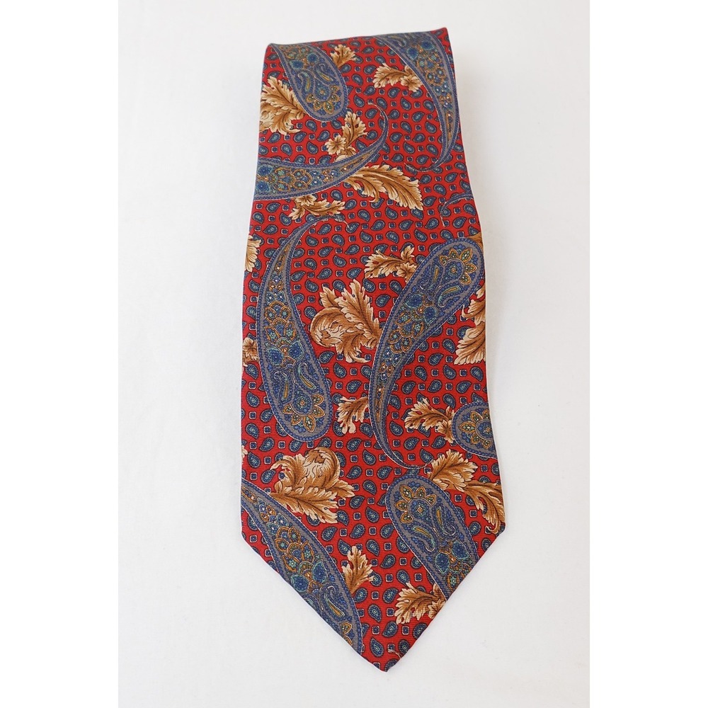 Van Heusen Silk Tie Red Blue Gold Paisley Floral Geometric‎ Classic Neckwear